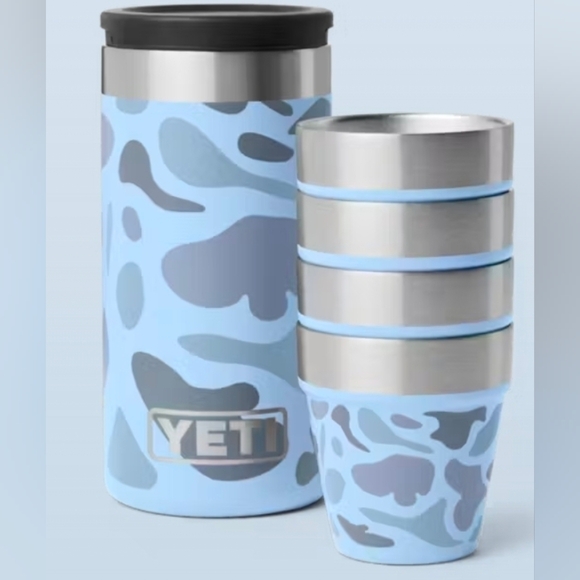 Yeti Shot Glasses & Case “Blue Camo” NEW - Picture 2 of 6